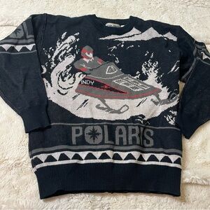 Vtg Polaris snowmobile knit crew neck sweater Men’s Small